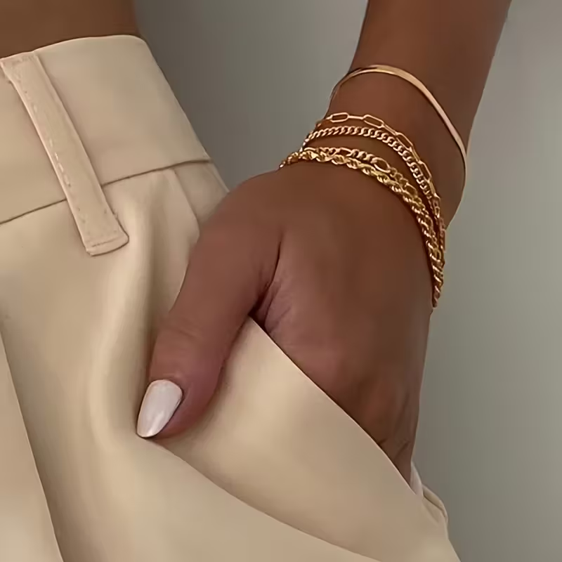 Margot | Elegant Layered Gold Chain Bracelet Set