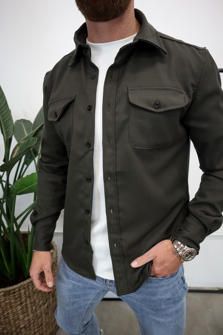 Sebastian | Stylish Long Sleeve Button Up Overshirt With Chest Pockets