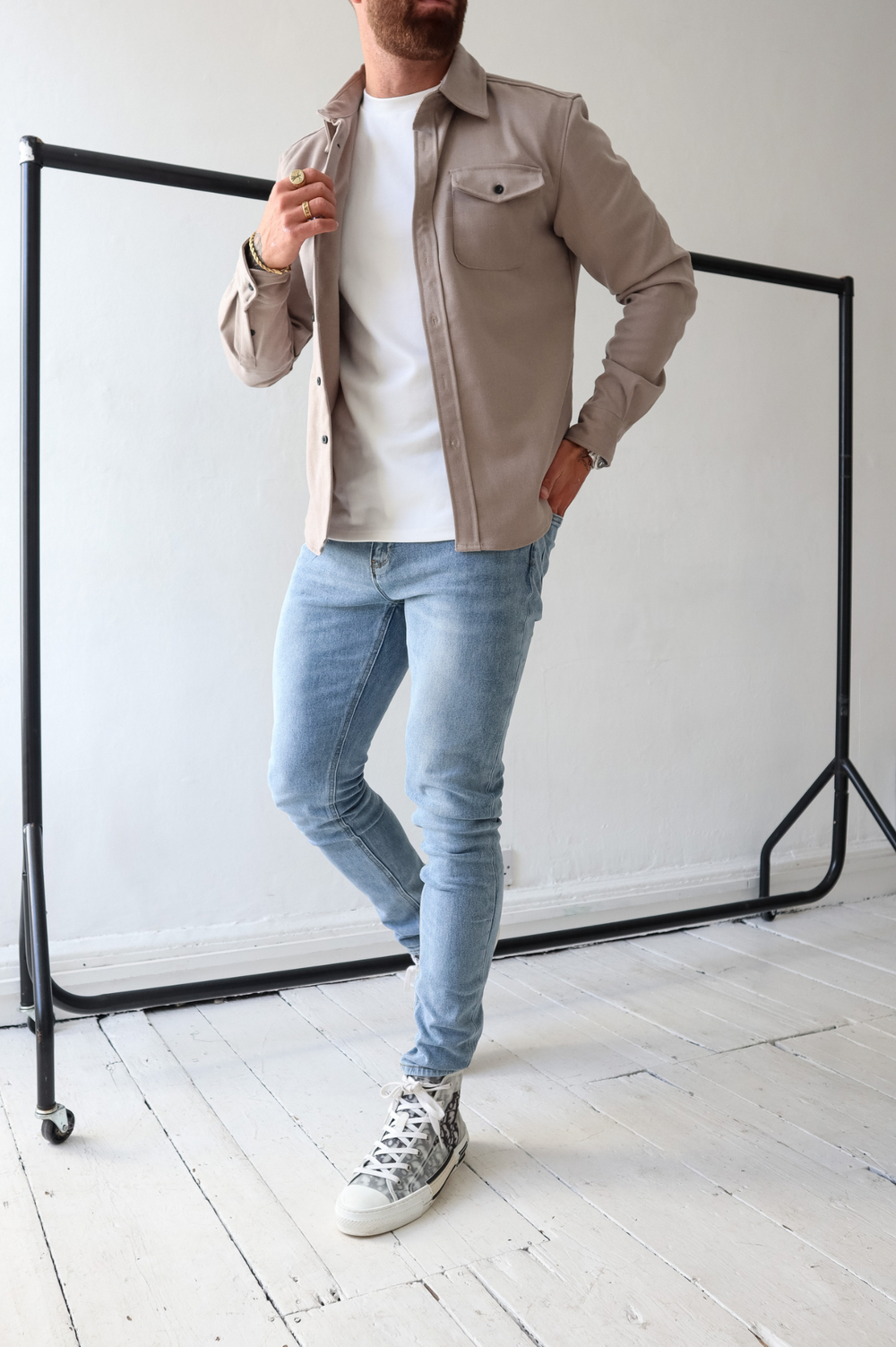 Sebastian | Stylish Long Sleeve Button Up Overshirt With Chest Pockets