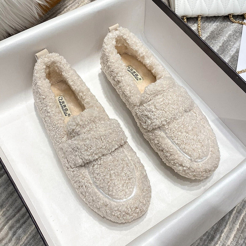 Juniper | Cozy Black Fuzzy Winter House Slippers Women