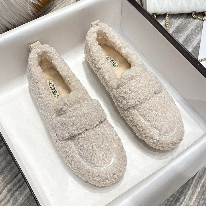 Juniper | Cozy Black Fuzzy Winter House Slippers Women