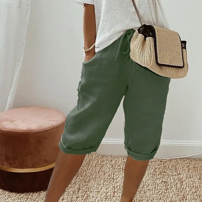 Hedwig | Chic High-Waisted Linen Bermuda Shorts Women