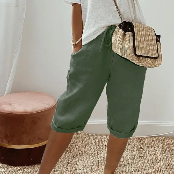 Hedwig | Chic High-Waisted Linen Bermuda Shorts Women