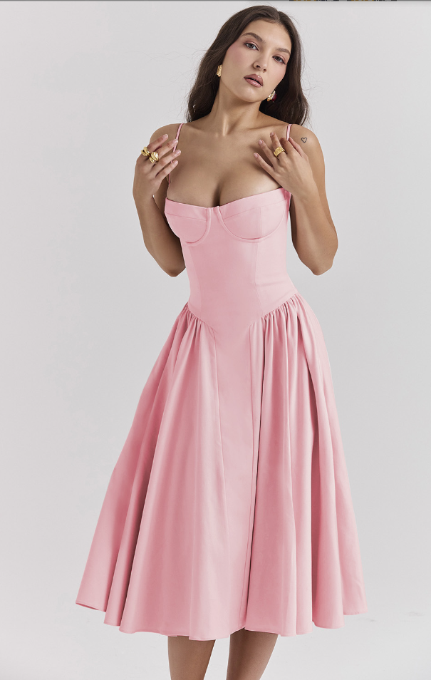 Clara | Elegant Structured Bustier Midi Dress