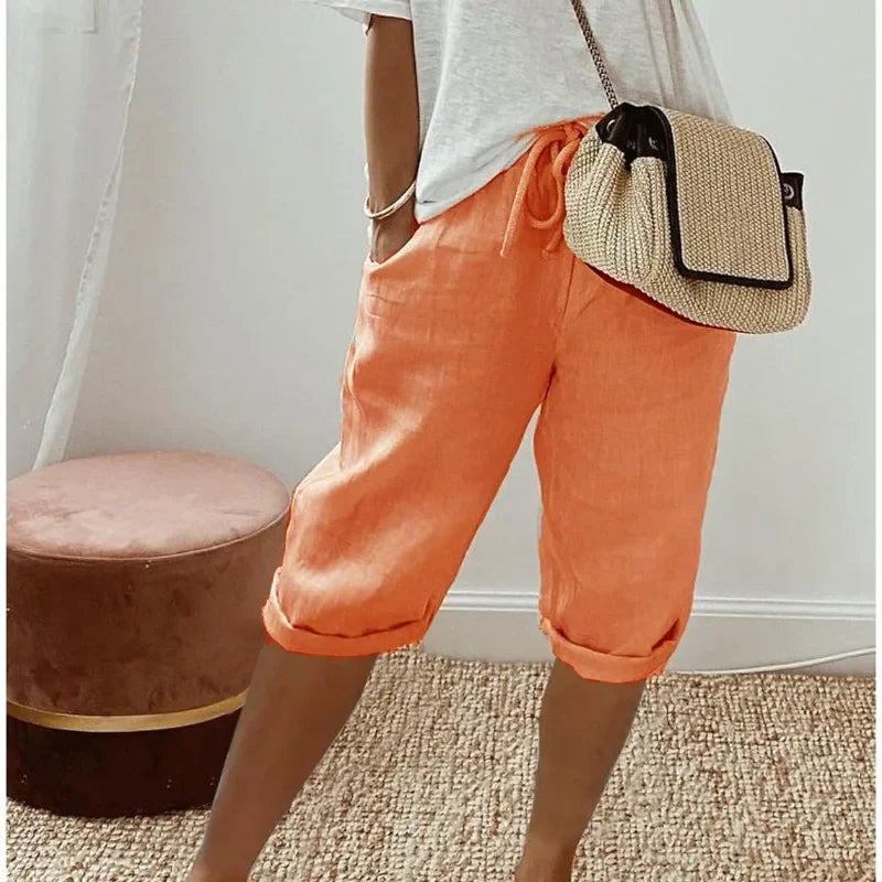 Hedwig | Chic High-Waisted Linen Bermuda Shorts Women