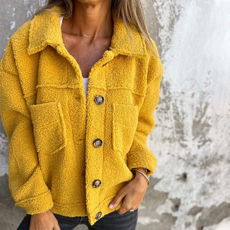 Katelyn | Stylish Button Up Teddy Sherpa Jacket Black