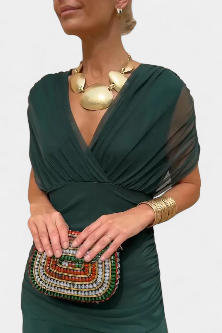 Ophelia | Elegant Off-Shoulder Ruched Midi Dress