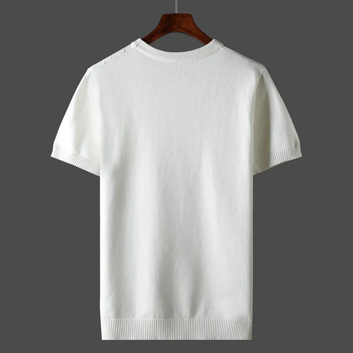 Julian | Luxury Green Cashmere Short Sleeve Knit Sweater Men