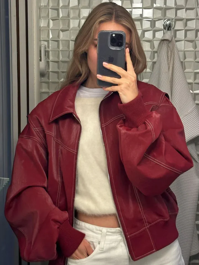 Hazel | Chic Oversized Windbreaker With Contrast Stitching