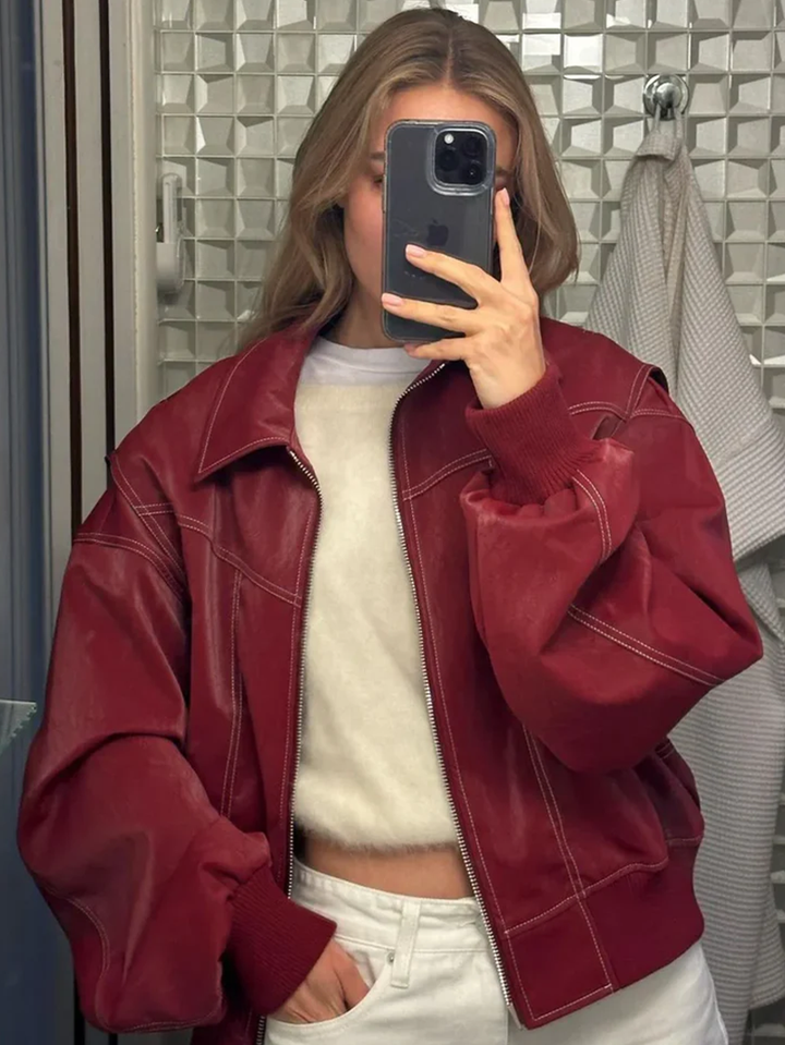 Hazel | Chic Oversized Windbreaker With Contrast Stitching