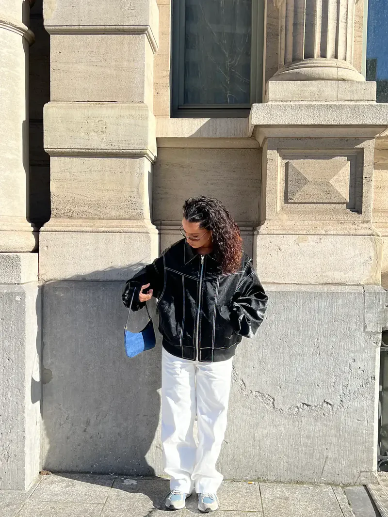 Hazel | Chic Oversized Windbreaker With Contrast Stitching