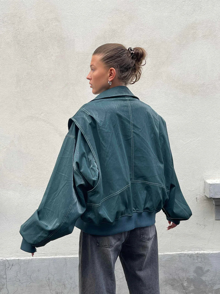 NALIYAH | Chic Oversized Windbreaker Jacket With Contrast Stitch