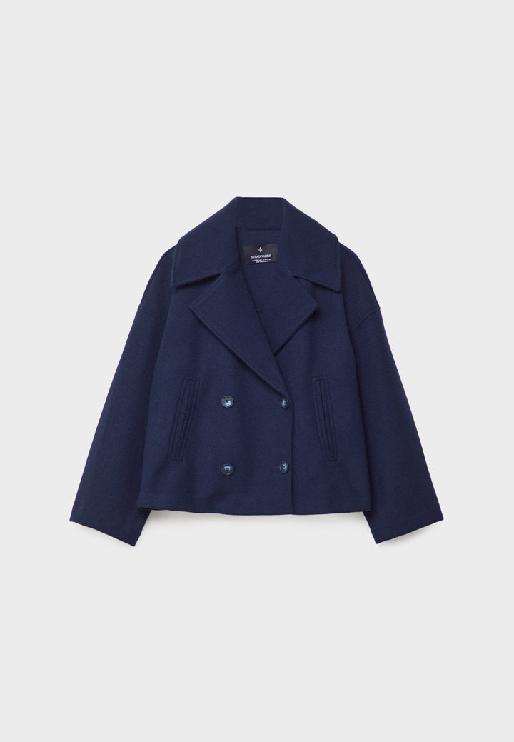 Josephine | Chic Double Breasted Cropped Peacoat With Oversized Fit