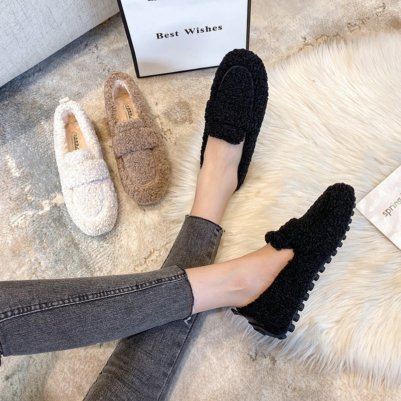 Juniper | Cozy Black Fuzzy Winter House Slippers Women
