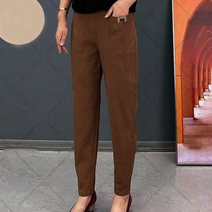 Oriana | Chic High-Waisted Cotton Tapered Pants