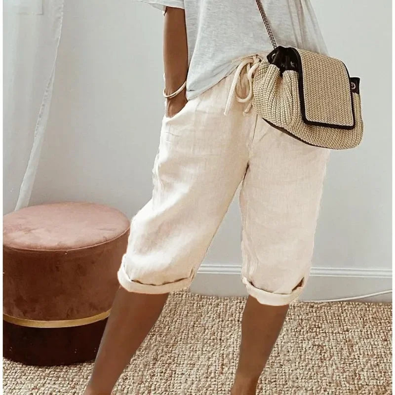 Hedwig | Chic High-Waisted Linen Bermuda Shorts Women