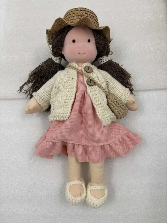 Elise | Handmade Waldorf Doll With Knitted Cardigan And Floral Dress