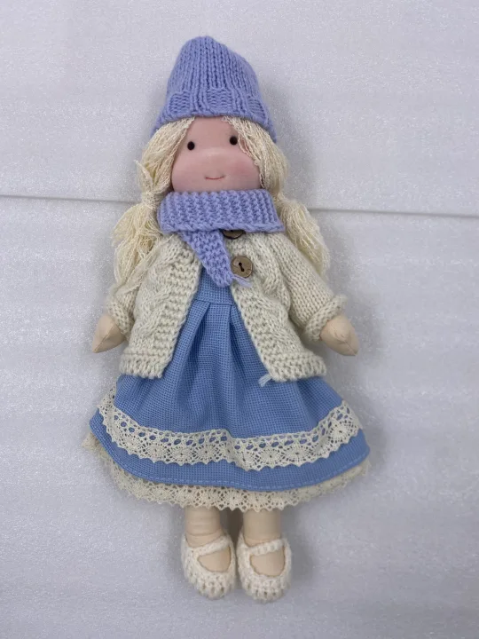 Elise | Handmade Waldorf Doll With Knitted Cardigan And Floral Dress