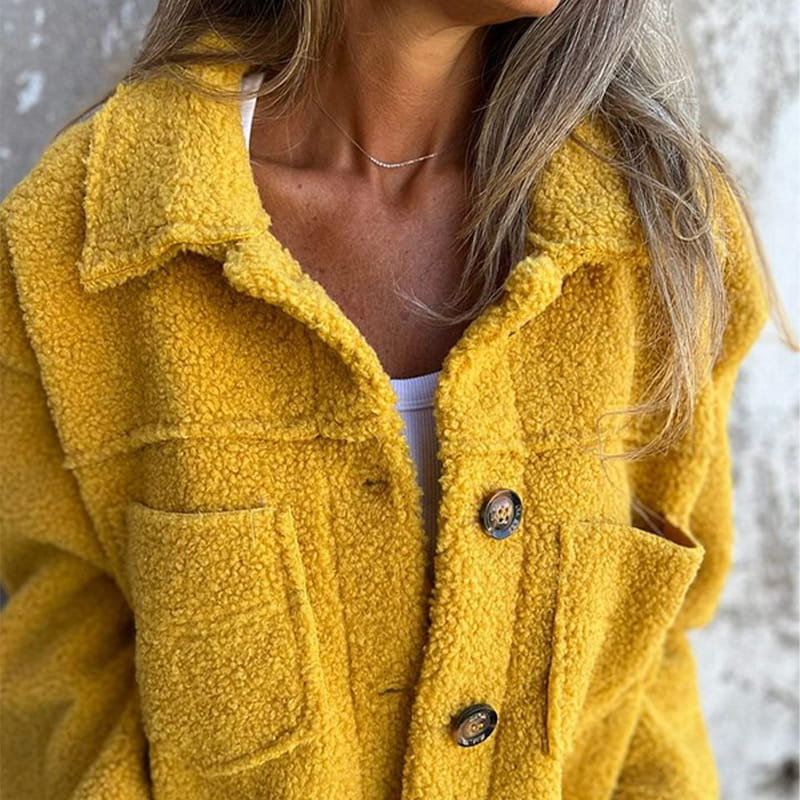 Katelyn | Stylish Button Up Teddy Sherpa Jacket Black