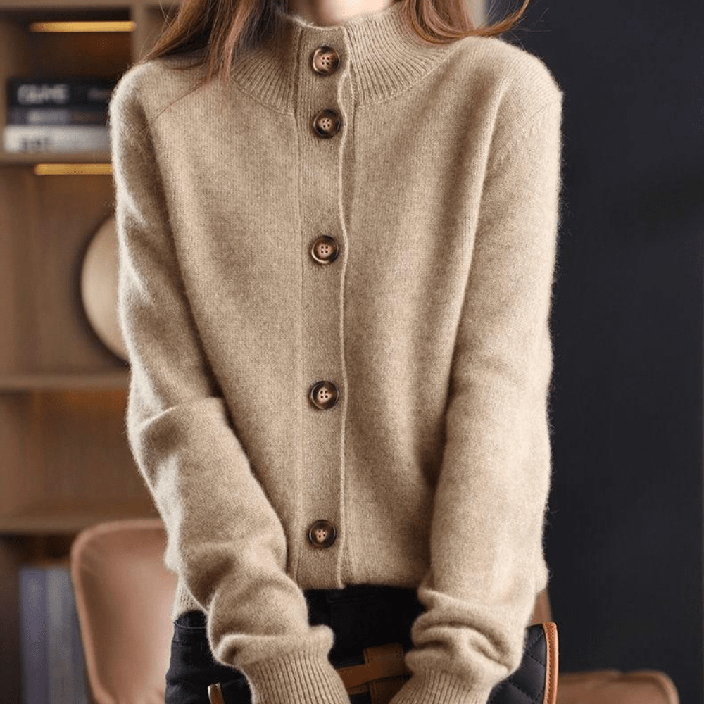 Freya | Elegant Button-Up Cashmere Knit Cardigan With Collar