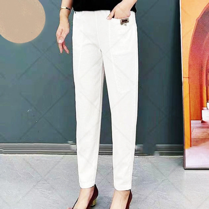 Oriana | Chic High-Waisted Cotton Tapered Pants