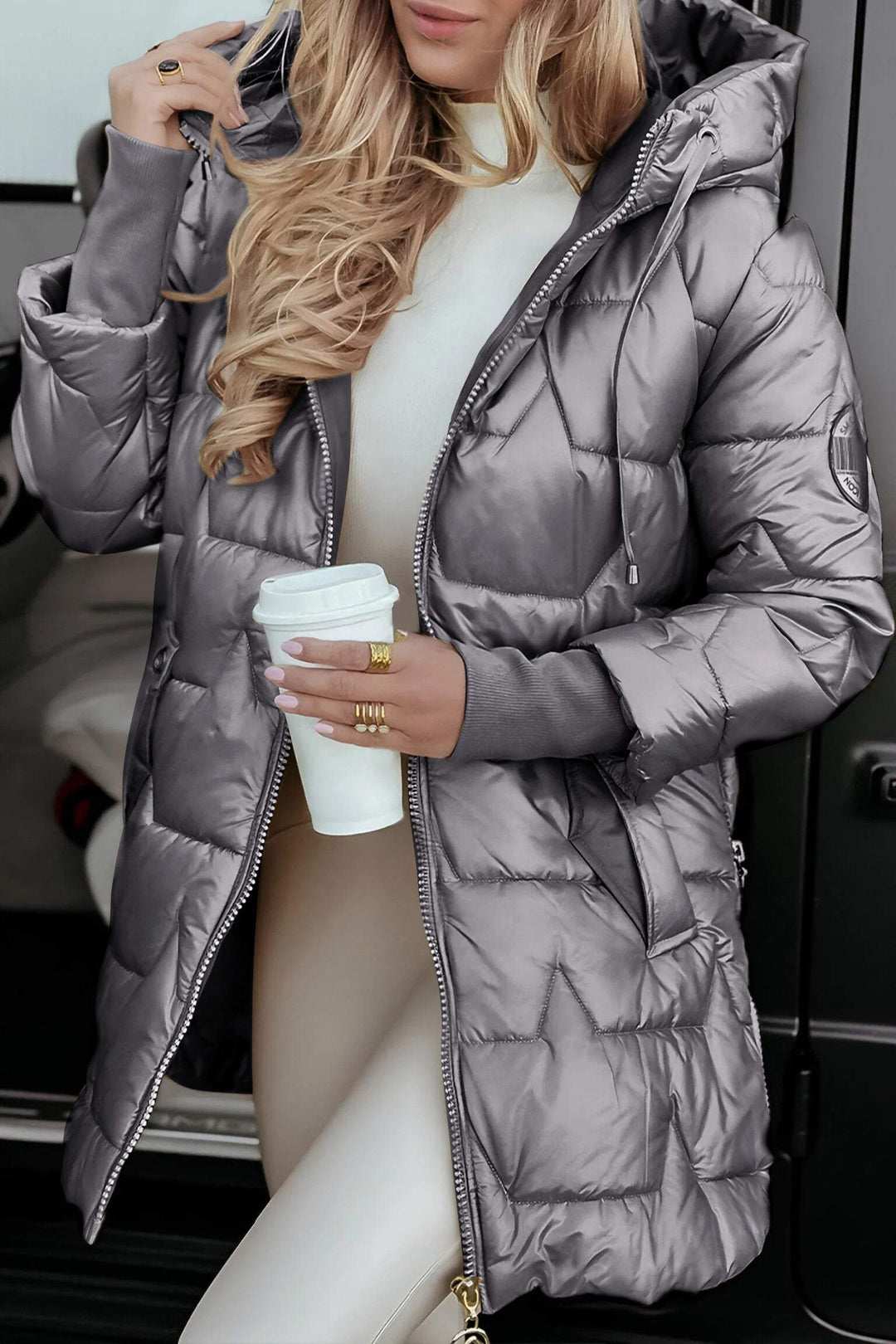 Bethany | Stylish Hooded Quilted Puffer Coat With Zipper Detail