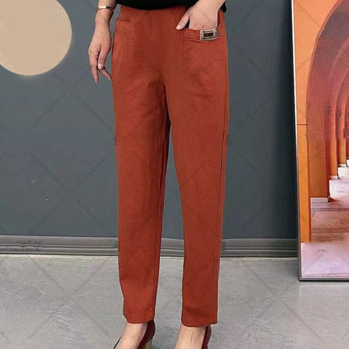 Oriana | Chic High-Waisted Cotton Tapered Pants