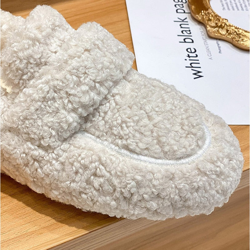 Juniper | Cozy Black Fuzzy Winter House Slippers Women
