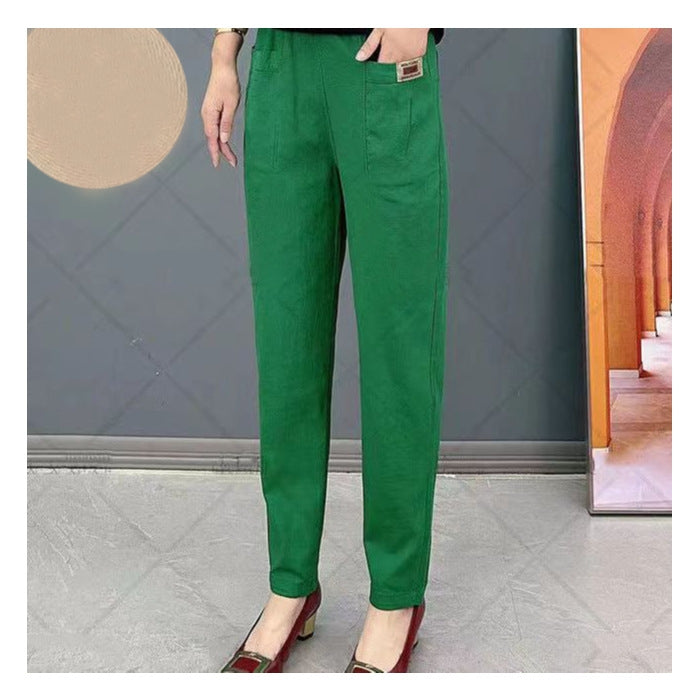 Oriana | Chic High-Waisted Cotton Tapered Pants