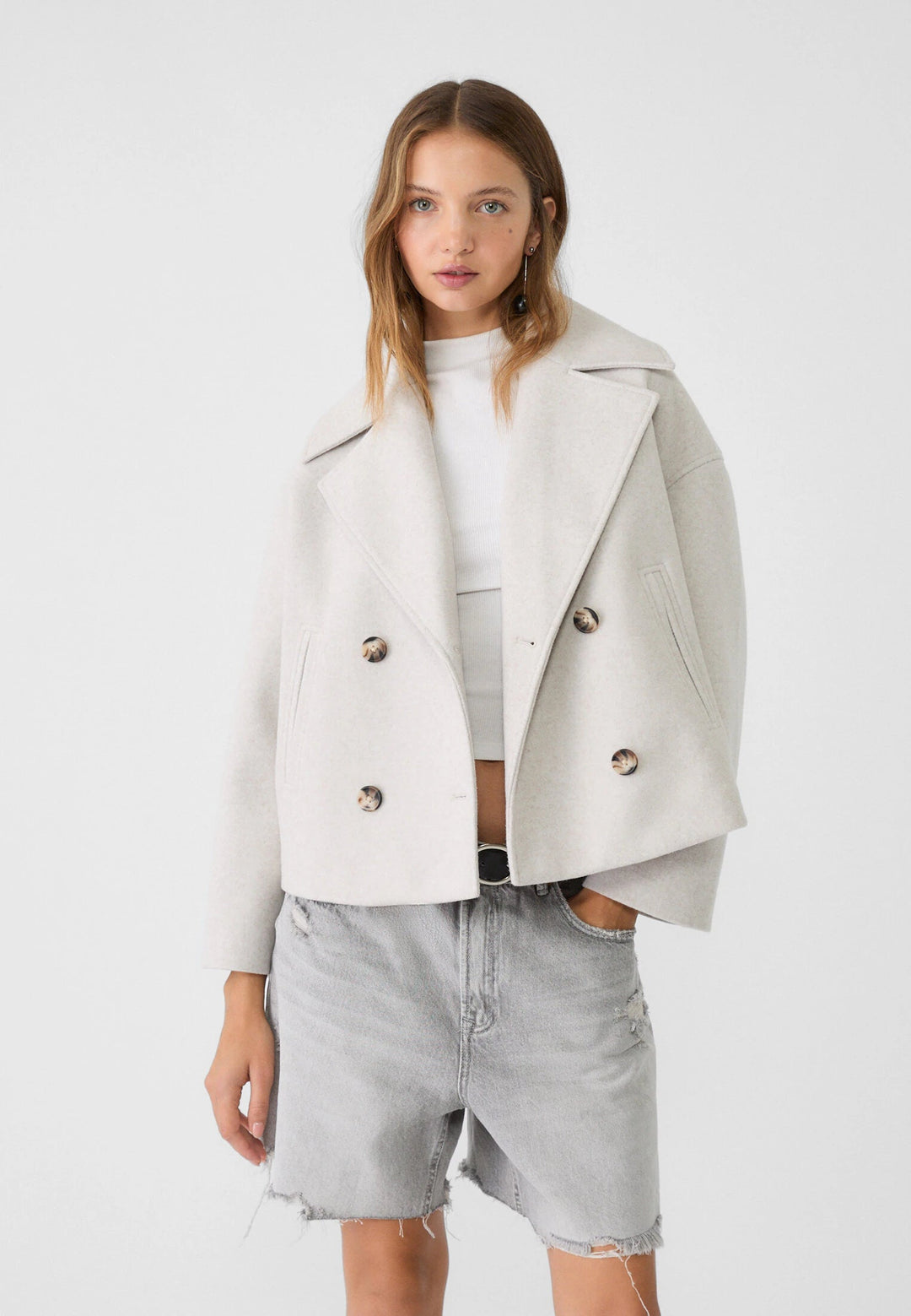 Phoebe | Elegant Double Breasted Cropped Winter Coat