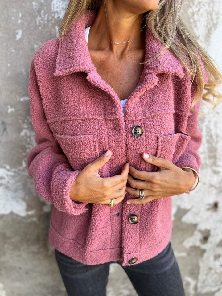 Katelyn | Stylish Button Up Teddy Sherpa Jacket Black