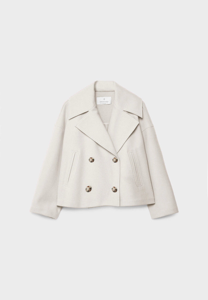 Josephine | Chic Double Breasted Cropped Peacoat With Oversized Fit