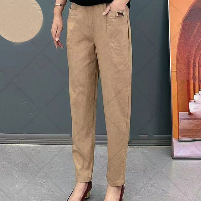Oriana | Chic High-Waisted Cotton Tapered Pants