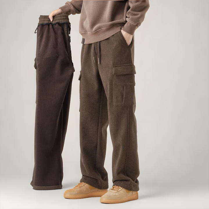 Iris | Stylish Corduroy Cargo Joggers With Drawstring