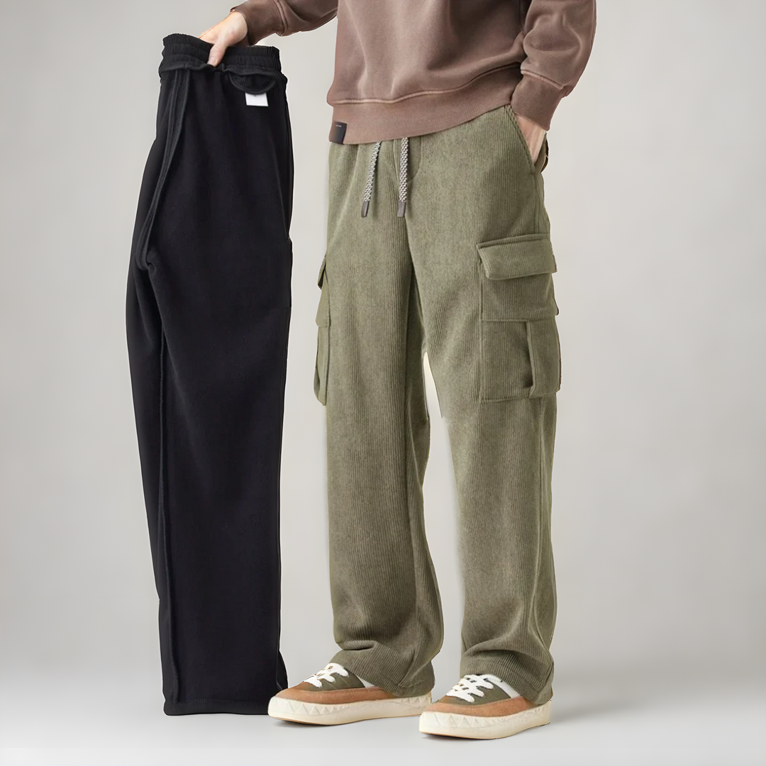 Iris | Stylish Corduroy Cargo Joggers With Drawstring