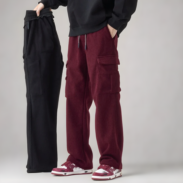 Iris | Stylish Corduroy Cargo Joggers With Drawstring