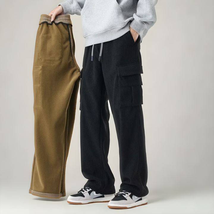Iris | Stylish Corduroy Cargo Joggers With Drawstring
