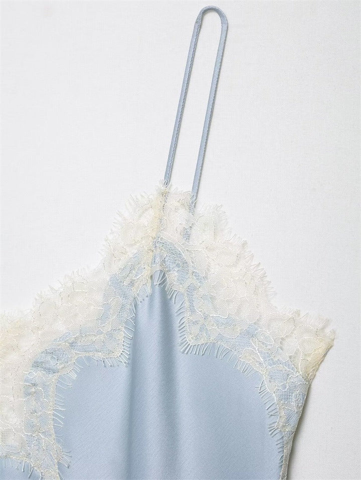 Estelle | Elegant Asymmetric Lace Trim Silk Cami Top