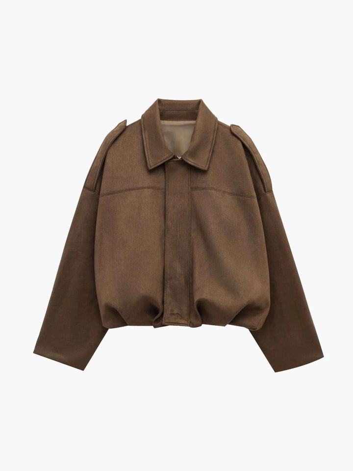 Juniper | Chic Collared Faux Suede Bomber Jacket Women