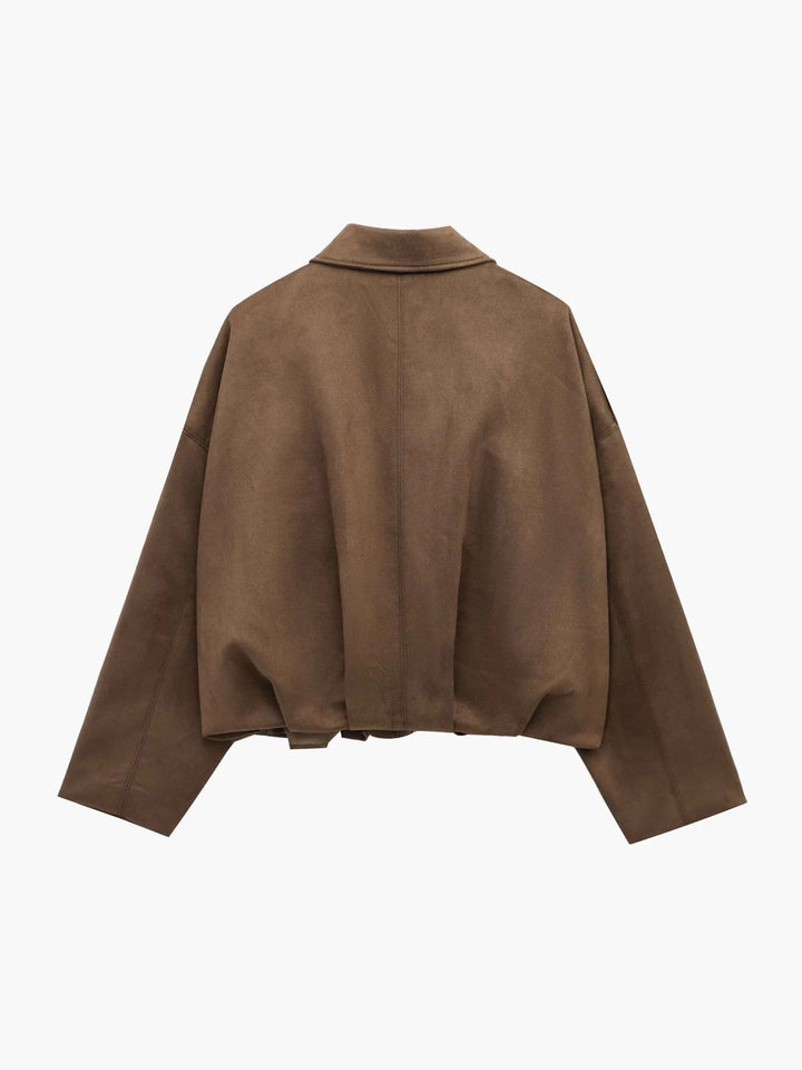 Juniper | Chic Collared Faux Suede Bomber Jacket Women