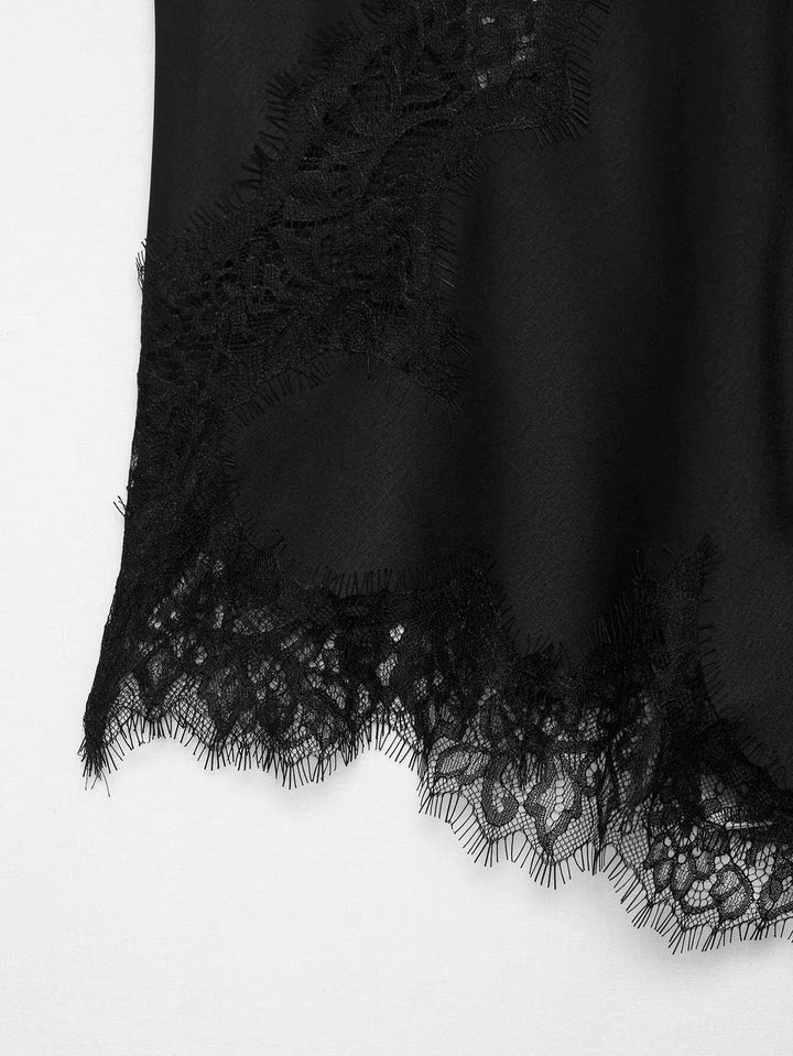 Estelle | Elegant Asymmetric Lace Trim Silk Cami Top