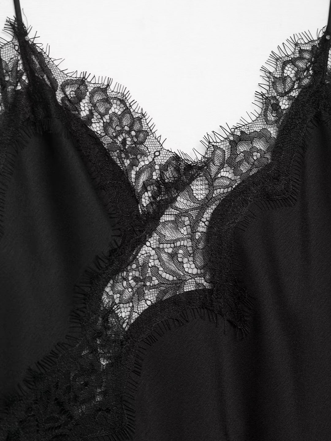 Estelle | Elegant Asymmetric Lace Trim Silk Cami Top