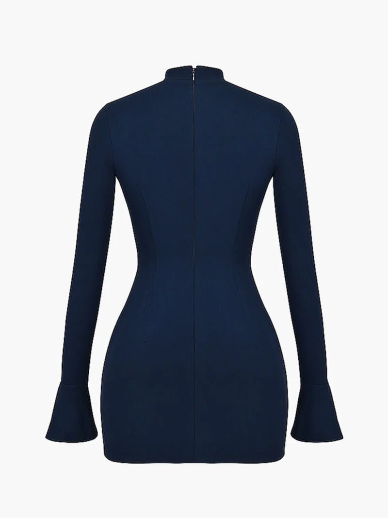 Larissa | Chic High Neck Long Sleeve Mini Dress