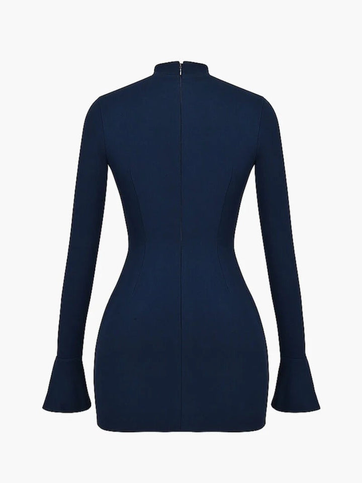 Larissa | Chic High Neck Long Sleeve Mini Dress