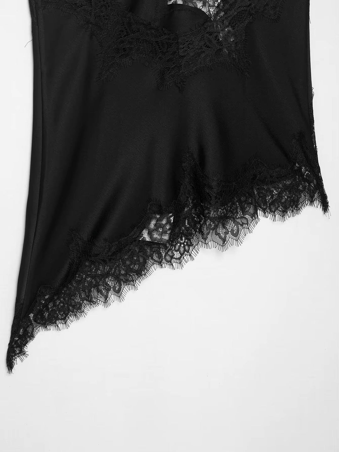 Estelle | Elegant Asymmetric Lace Trim Silk Cami Top