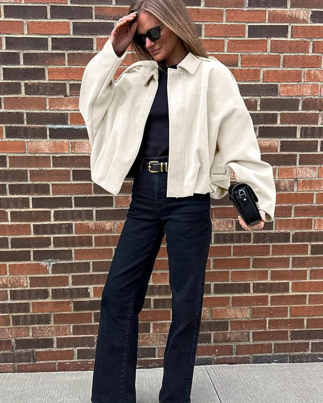 Juniper | Chic Collared Faux Suede Bomber Jacket Women