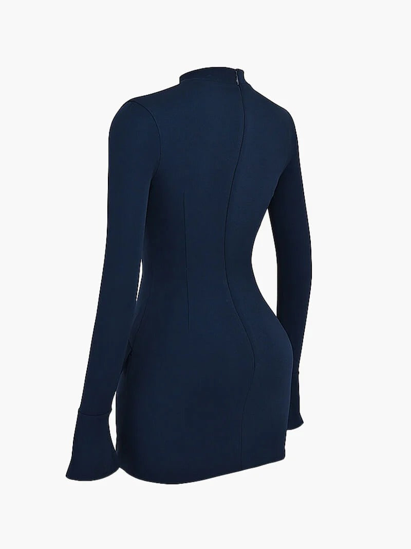 Larissa | Chic High Neck Long Sleeve Mini Dress