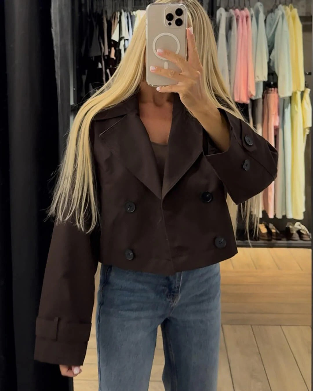 Everly | Chic Cropped Double Breasted Trench Coat Women