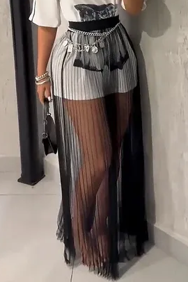 Cordelia | Chic Sheer Tulle Maxi Skirt Two Piece Set Women