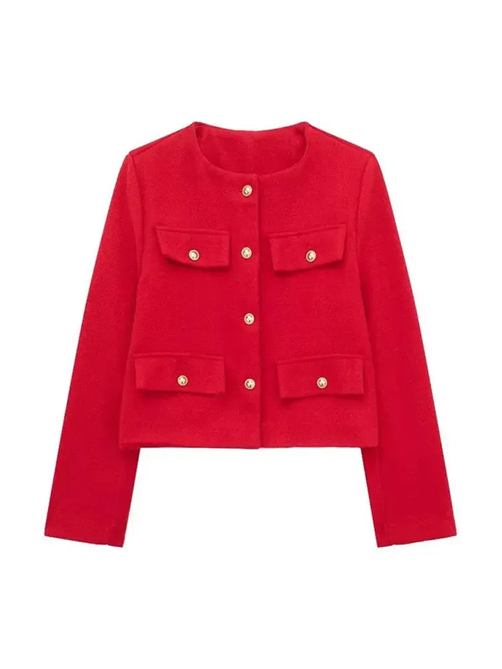 Cordelia | Chic Cropped Button-Up Jacket With Four Pockets